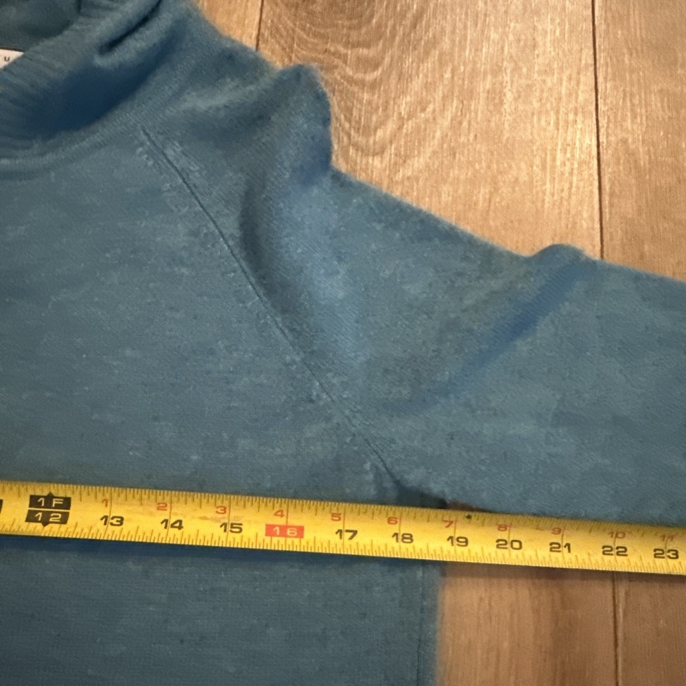 Max Studio Hooded Cardigan 100% 2 Ply Cashmere Teal Blue Women's Medium - Picture 3 of 6